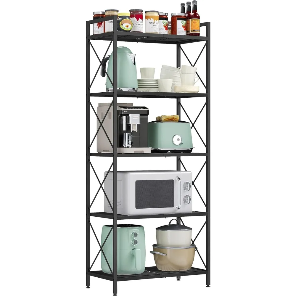 

SONGMICS 5-Tier Metal Storage Shelf, Shelving Unit with X Side Frames, Dense Mesh, for Entryway, Kitchen, Living Room,