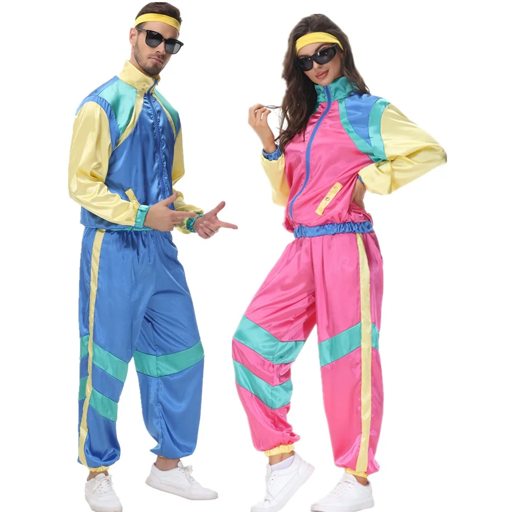 

Couples Hippie Costumes Male Women Carnival Halloween Vintage Party 70s 80s Rock Disco Clothing Suit Cosplay Outfits