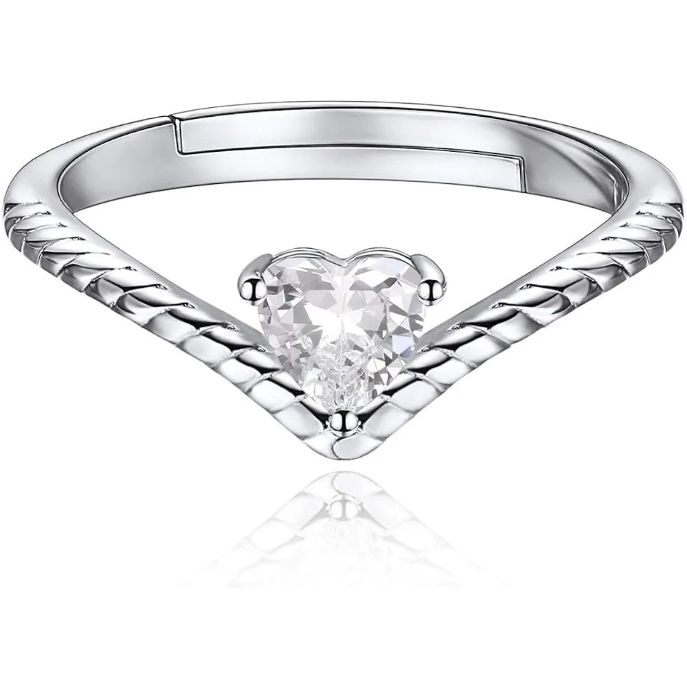 925 Sterling Silver Simulated Birthstone Heart Ring Dainty Open Adjustable Promise Ring for Women, Silver/Gold
925 Sterling Silver Simulated Birthstone Heart Ring Dainty Open Adjustable Promise Ring for Women, Silver/Gold