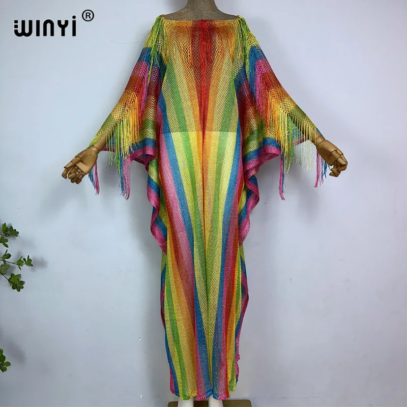 Платье WINYI женское длинное пляжное с радужным золотым шелковым принтом, пикантная прозрачная элегантная накидка с кисточками, купальник, накидка, на лето
Платье WINYI женское длинное пляжное с радужным золотым шелковым принтом, пикантная прозрачная элегантная накидка с кисточками, купальник, накидка, на лето