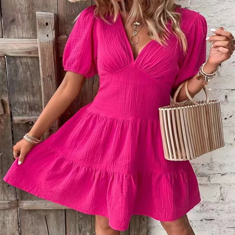 2023 Fashion New Summer Solid Color High Waist Slim V-Neck Bubble Sleeve Large Swing Casual Elegant Sexy Women's Dress
2023 Fashion New Summer Solid Color High Waist Slim V-Neck Bubble Sleeve Large Swing Casual Elegant Sexy Women's Dress