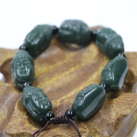 Natural Green Jade Bracelet Men Women Fine Jewelry Genuine Hetian Jades Nephrite Guanyin Head Beads Adjustable Bracelets Bangle
Natural Green Jade Bracelet Men Women Fine Jewelry Genuine Hetian Jades Nephrite Guanyin Head Beads Adjustable Bracelets Bangle