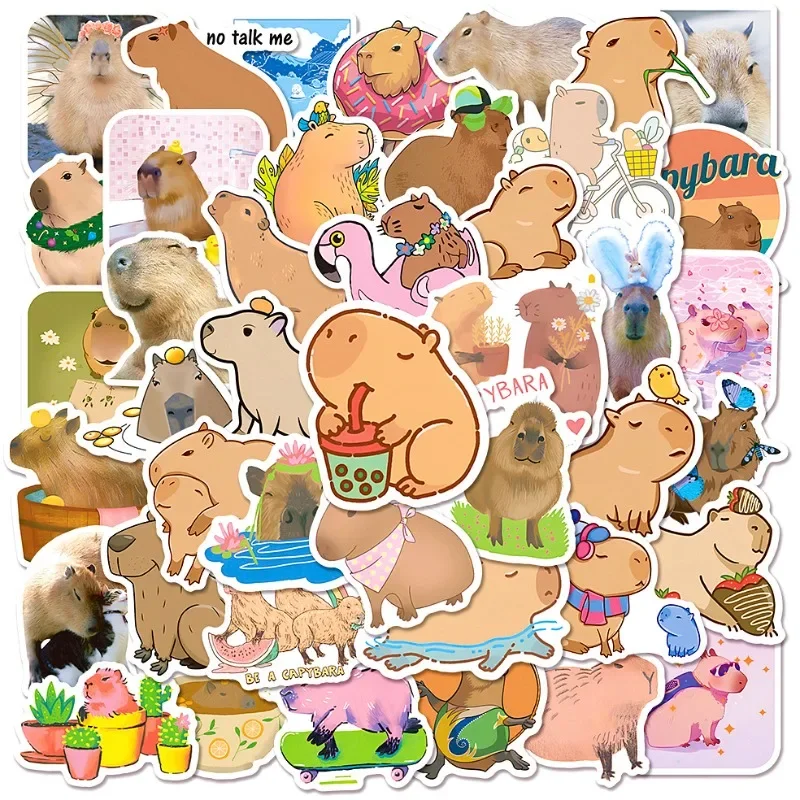 

50 Sheet Kawaii Capybara Stciker Lovely Anime Capybara Stationery Sticker Cute DIY Decorative Scrapbook Luggage Guitar Sticker