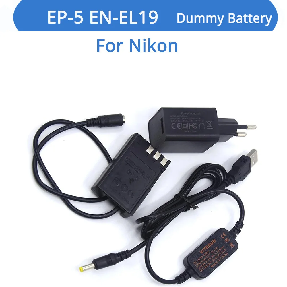 EP-5 DC Coupler EN-EL9 Dummy Battery EH-5A Power Bank USB Cable Quick 3.0 Charger For Nikon D40 D40X D60 D3000 D5000 Camera 
EP-5 DC Coupler EN-EL9 Dummy Battery EH-5A Power Bank USB Cable Quick 3.0 Charger For Nikon D40 D40X D60 D3000 D5000 Camera