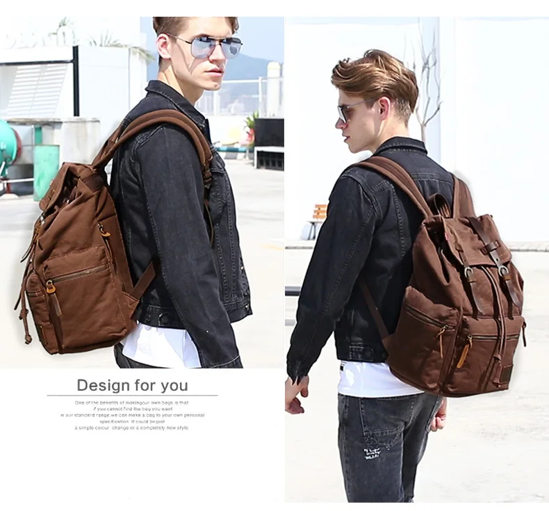 

Дорожные сумки для мужчин, вместительный рюкзак для ноутбука, Мужской винтажный холщовый ранец, школьный портфель