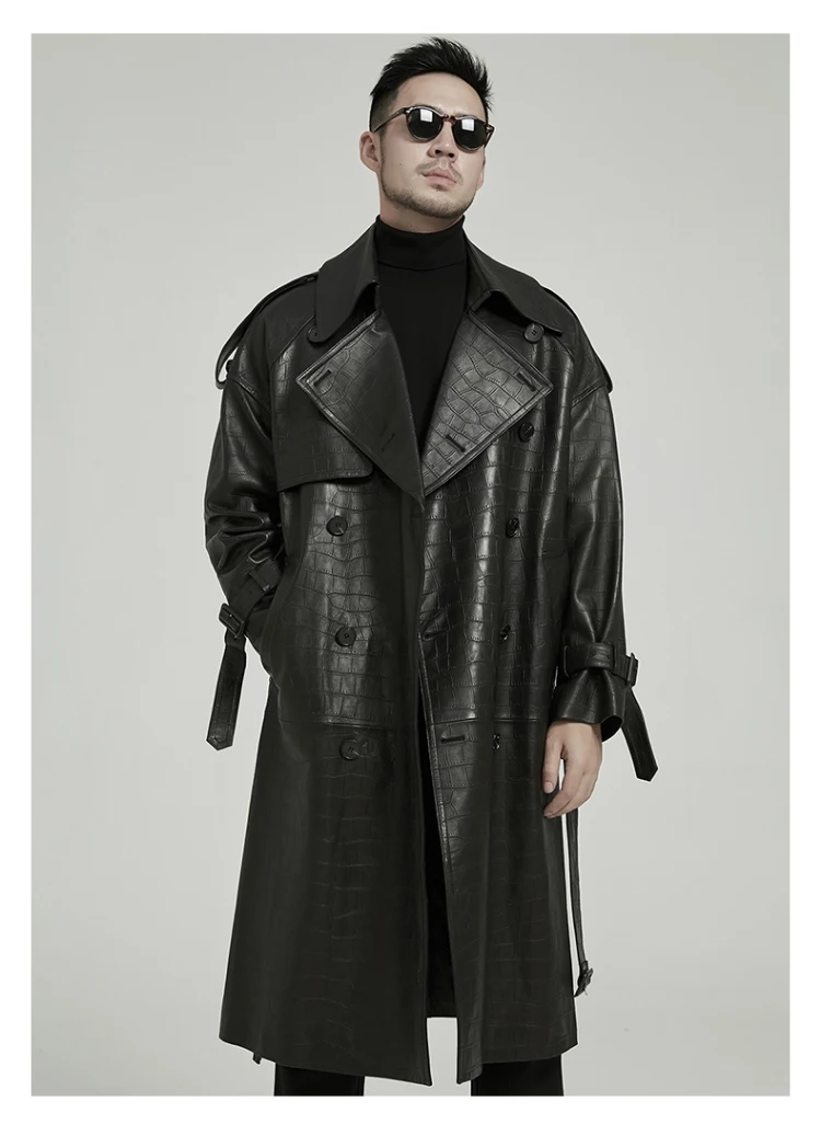 Spring Autumn Long Black Crocodile Print Pu Leather Trench Coat Men Belt Double Breaste Runway European Fashion 4 Mallzona S2d6720bd66d64010a8469b9f7a3be500V Spring Autumn Long Black Crocodile Print Pu Leather Trench Coat Men Belt Double Breaste Runway European Fashion Mallzona