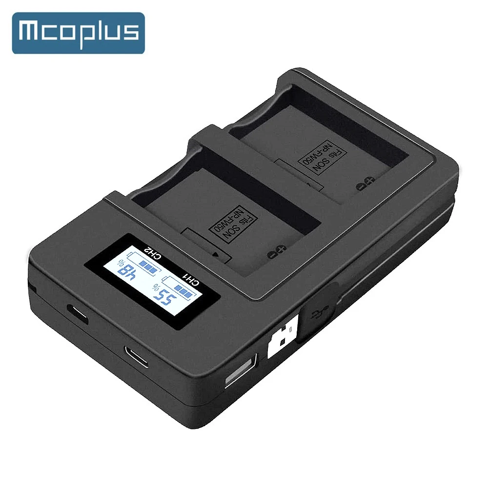 

Mcoplus NP-FW50 LCD Dual Battery Charger for Sony A7II A7 A7RII A7SII A7S A7S2 A7R A7R2 A6500 A6400 A6300 A6000 RX10 NEX-3 NEX-5