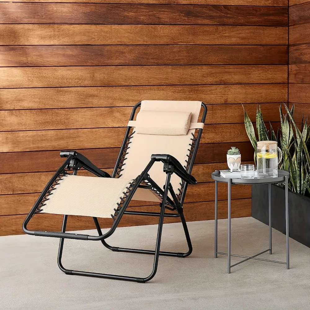 1pc Basics Outdoor Adjustable Zero Gravity Lounge Folding Chair With Pillow, Beige
1pc Basics Outdoor Adjustable Zero Gravity Lounge Folding Chair With Pillow, Beige