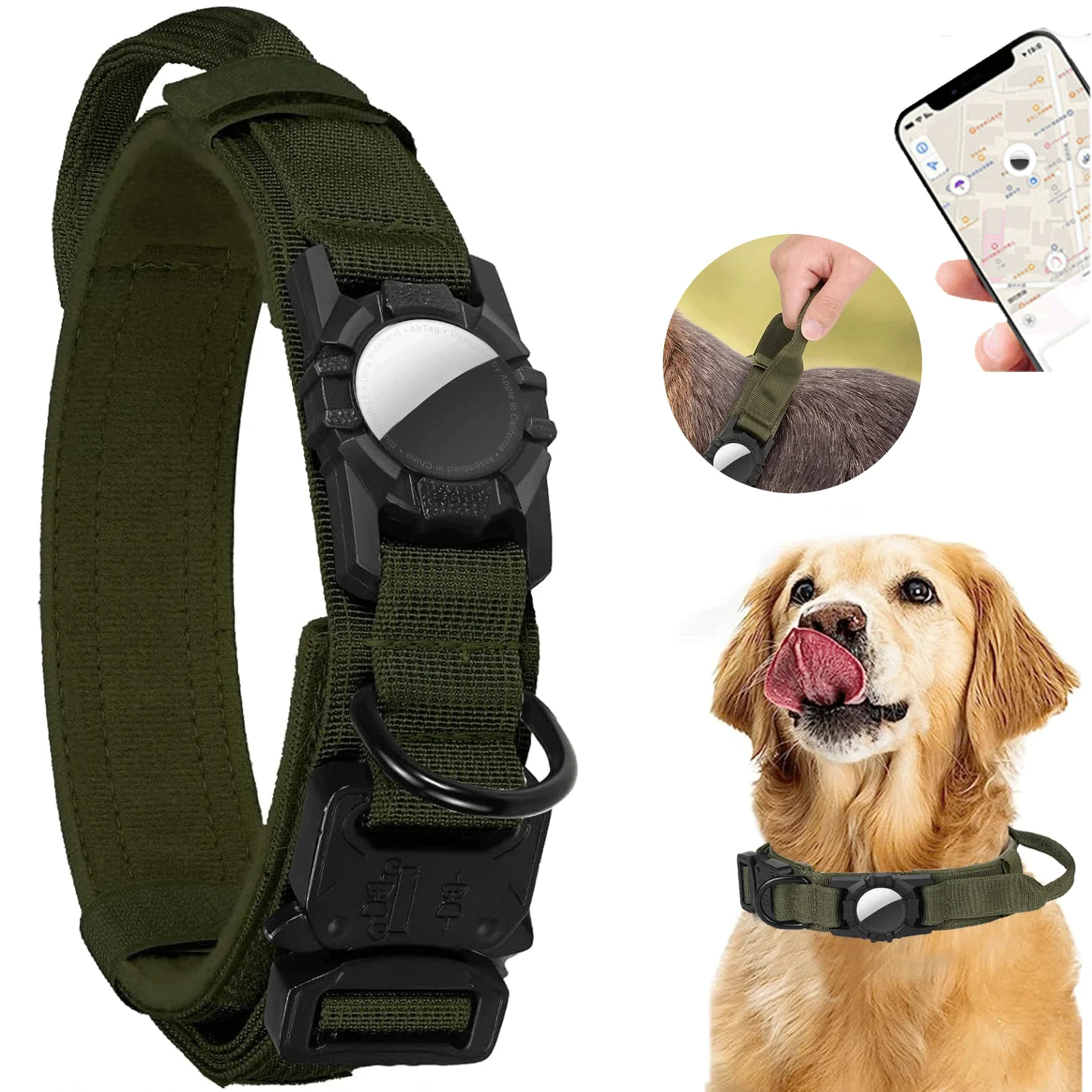 GPS Training Tracker AirTag Holder Dog Collar with Buckle Nylon Adjustable Tactical Pet Collars for Large Dog Accessories
GPS Training Tracker AirTag Holder Dog Collar with Buckle Nylon Adjustable Tactical Pet Collars for Large Dog Accessories