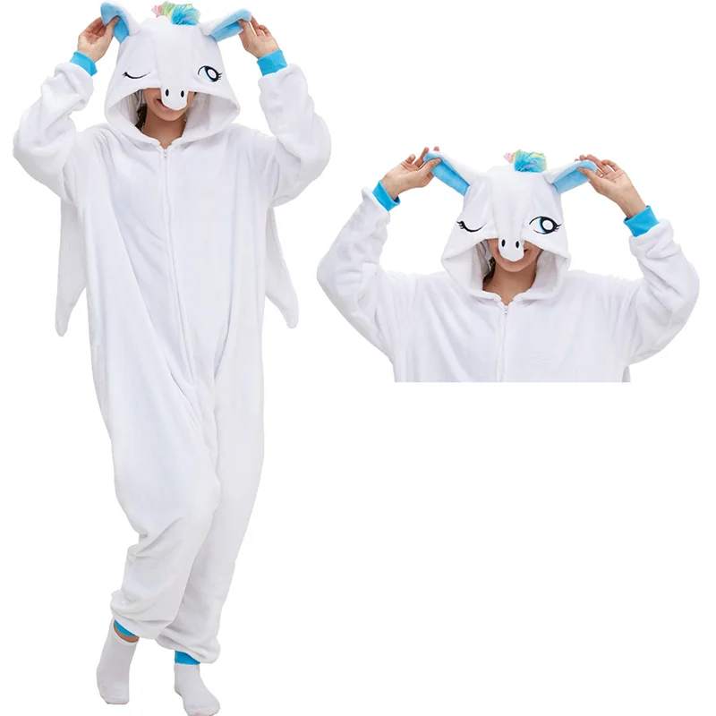 

Комбинезон для взрослых для косплея зимние кигуруми Мультяшные животные цельные пижамы для мужчин и женщин домашняя одежда фланелевая новая Пижама с единорогом