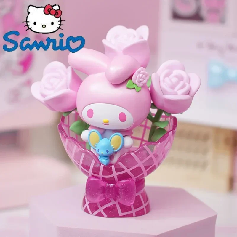 

Sanrio Kuromi My Melody Bouquet Series Figure Elevator Anime Action Figurine Pink Rose Lavender Girl Heart Gift Valentine'S Day