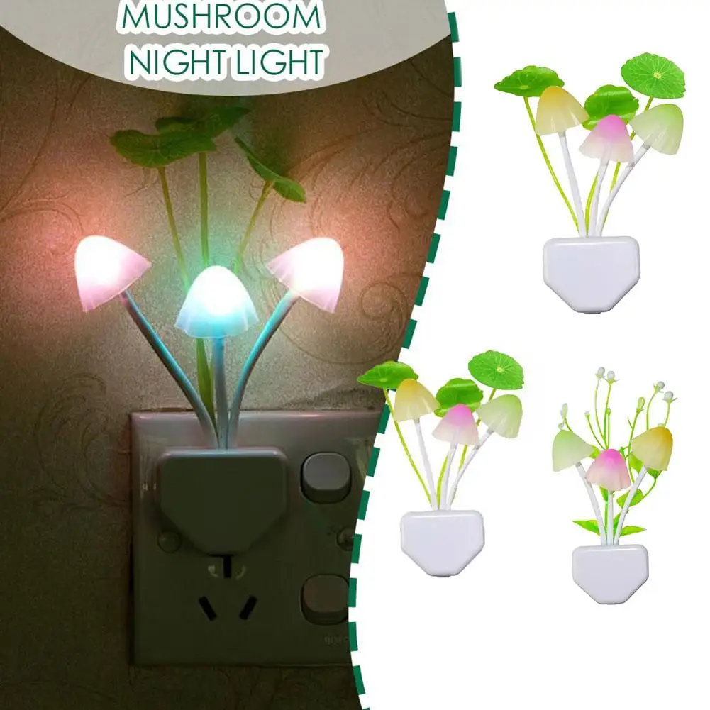 

Novelty Lotus Leaf Mushroom Light Control Induction Baby LED Wall Colorful Lamp Decor Accessories Night Bedroom Bedside Cre M1B2