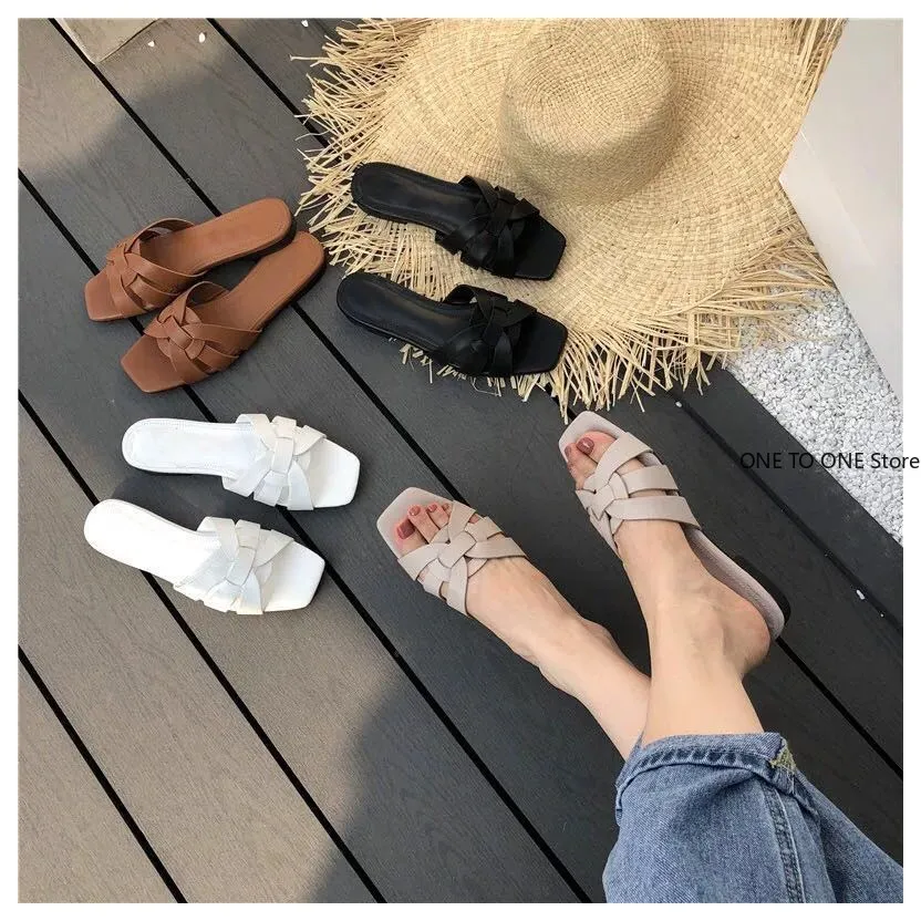

2024 New Flat Casual Slippers Daily Summer Beach Flip Flops Vacation Sandal Footwear Brand Slide Outdoor Slipper Female Shoes