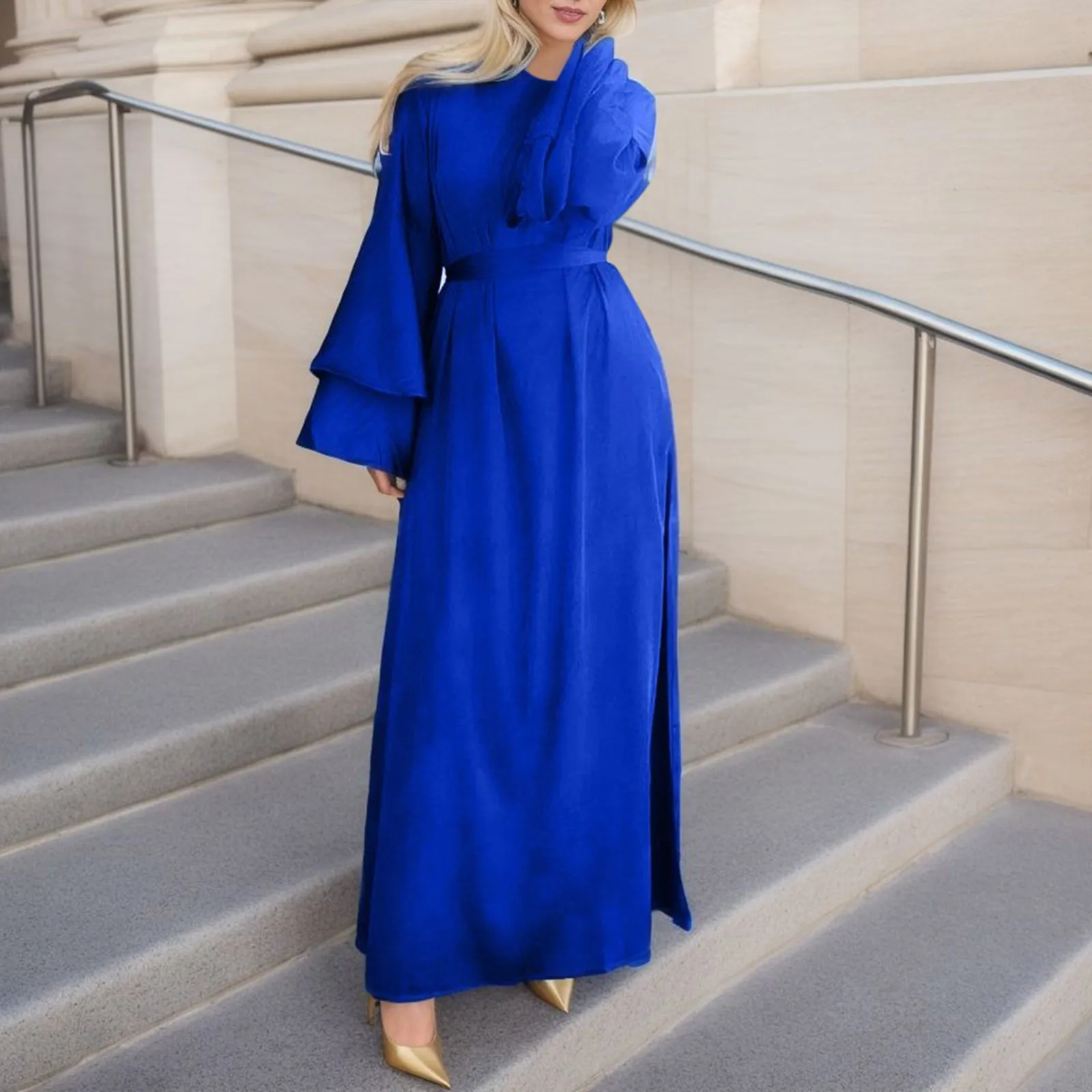 Women's Spring Elegantly Long Dress Fashion Solid Color Round Neck Long Sleeve Dress Sleeve Cuff Layered Hem High Split Dress
Women's Spring Elegantly Long Dress Fashion Solid Color Round Neck Long Sleeve Dress Sleeve Cuff Layered Hem High Split Dress