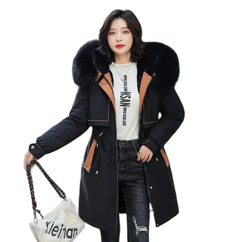 2022 Fleece Thick Women's Parka New Slim Waist Drawstring Big Fur Collar Splicing Outwear Casual Winter Jackets Female Coats Top
2022 Fleece Thick Women's Parka New Slim Waist Drawstring Big Fur Collar Splicing Outwear Casual Winter Jackets Female Coats Top