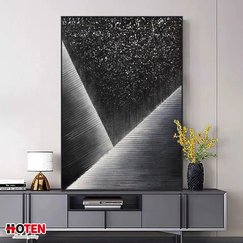 Black and white abstract simple decorative painting night starry sky large hand-painted oil painting
Black and white abstract simple decorative painting night starry sky large hand-painted oil painting