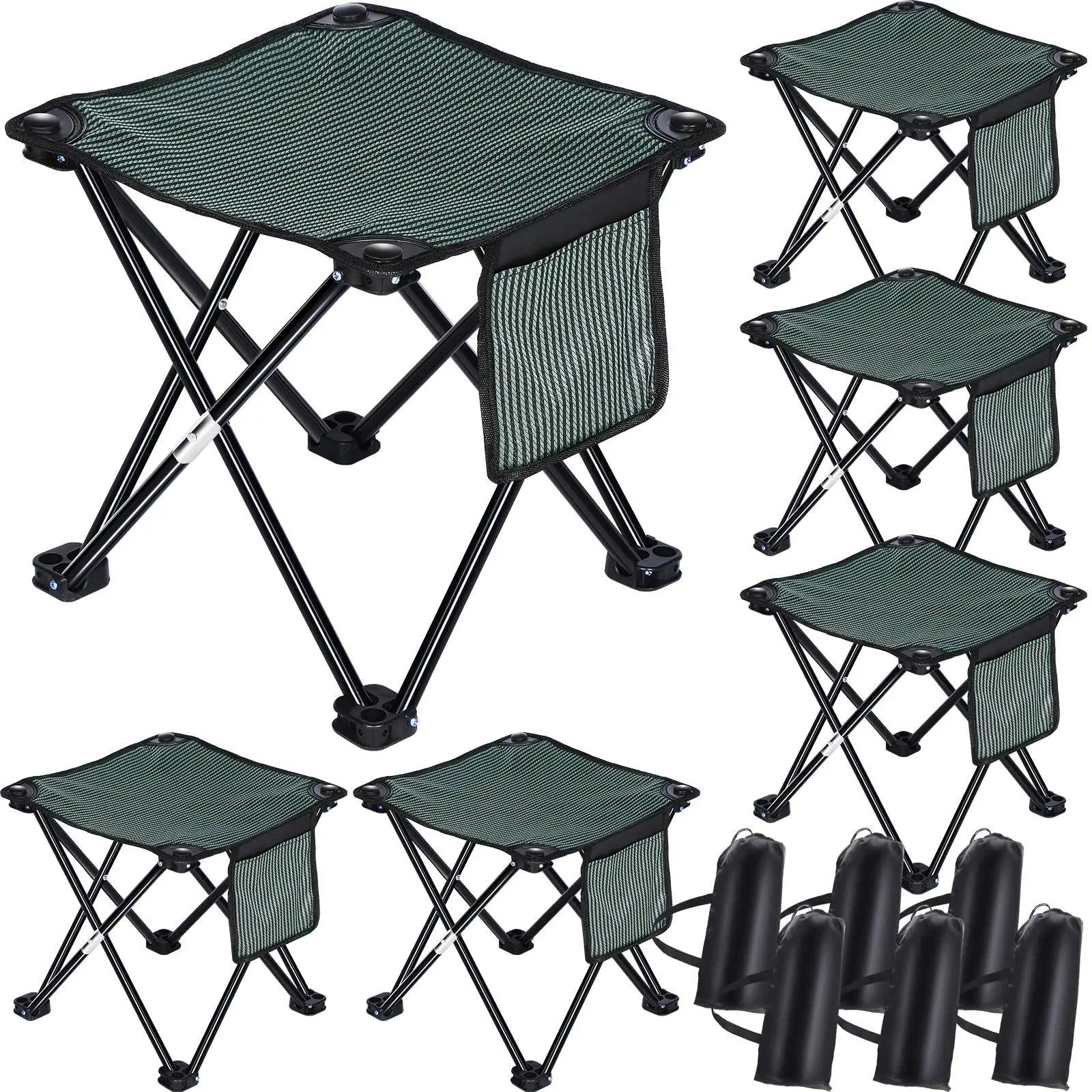 6 Pack 12.6 Inches Folding Camping Stool with Pocket and Carry Bag, Outdoor Seat 350 lbs Capacity
6 Pack 12.6 Inches Folding Camping Stool with Pocket and Carry Bag, Outdoor Seat 350 lbs Capacity