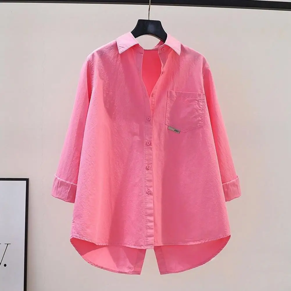 Lady Split Back Top Stylish Women's Spring Fall Shirt with Turn-down Collar Solid Color Irregular Hem Casual Commute for Lady
Lady Split Back Top Stylish Women's Spring Fall Shirt with Turn-down Collar Solid Color Irregular Hem Casual Commute for Lady