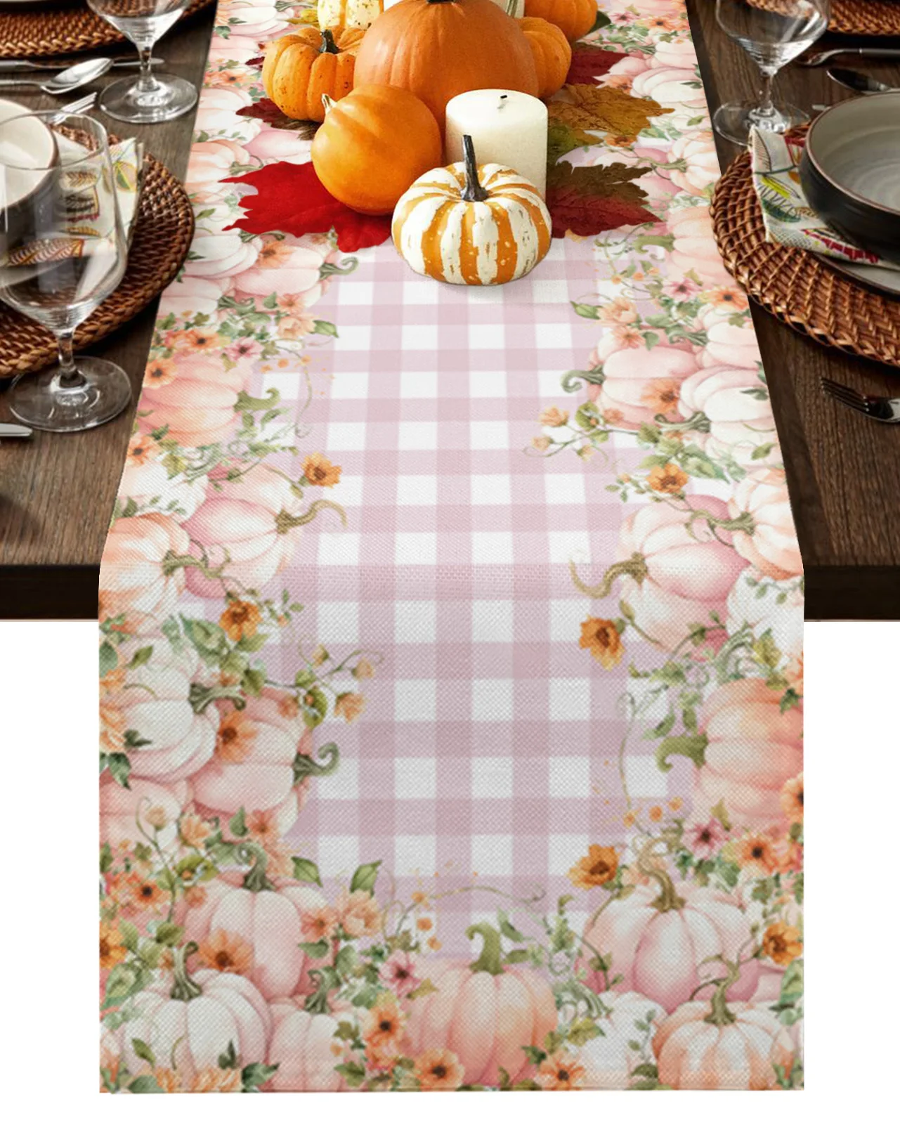 

Halloween Thanksgiving Pumpkin Hand Drawn Table Runner Holiday Party Decor Dining Tablecover Wedding Home Decoration Tablecloth
