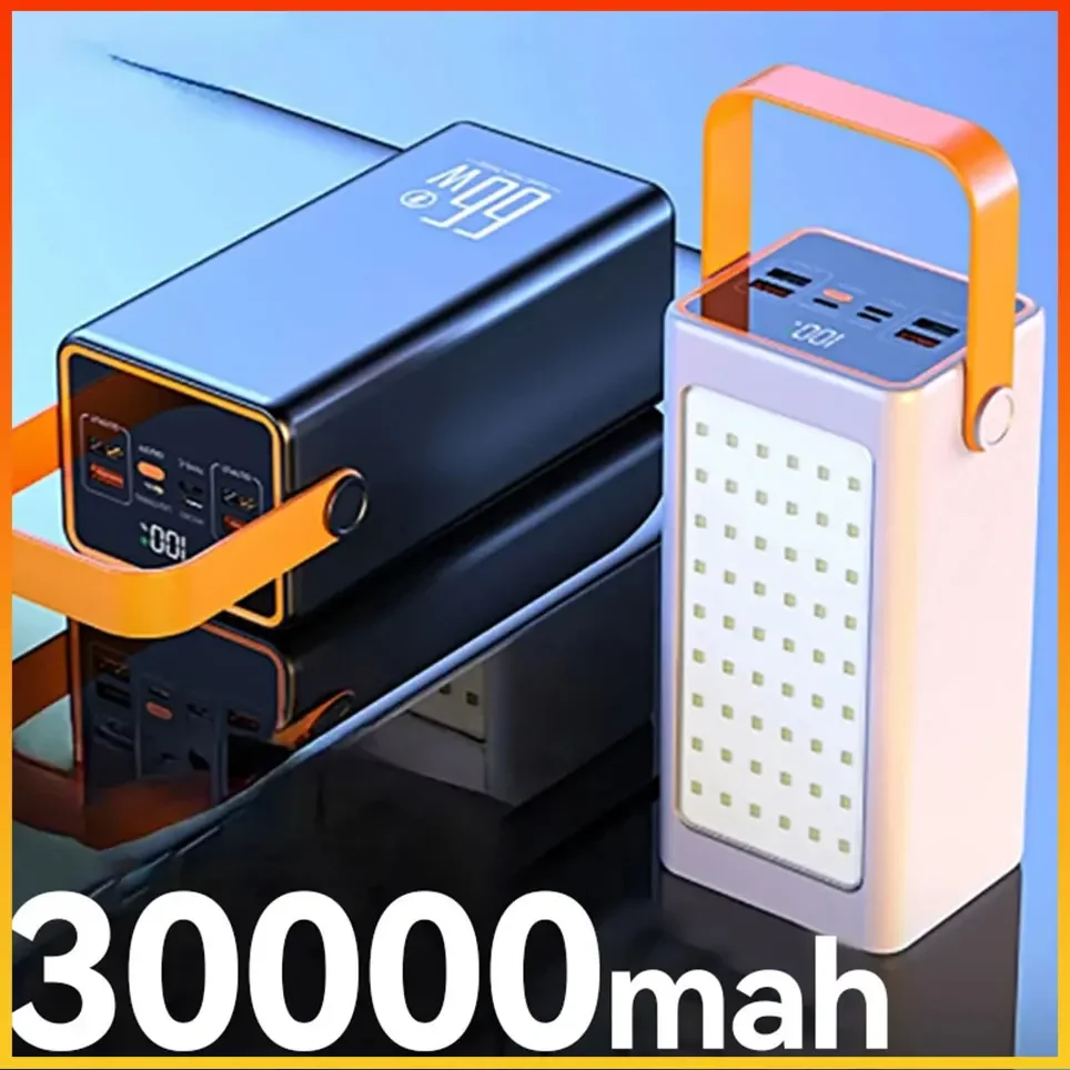 Power Bank mobile phone computer camping LED lighting waterproof charging battery, 30000mAh high capacity 66W high-speed charger
Power Bank mobile phone computer camping LED lighting waterproof charging battery, 30000mAh high capacity 66W high-speed charger