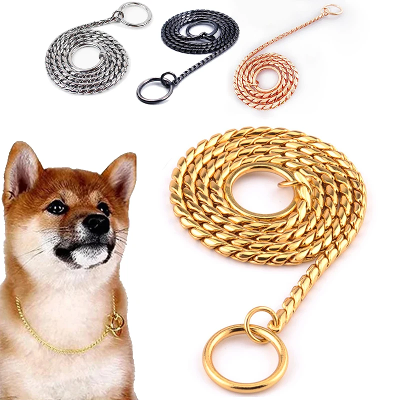 P Snake Chain Metal Slip Stainless Steel Gold Dog Chains Collar Walking Training Chew Proof Pet Chains Collars
P Snake Chain Metal Slip Stainless Steel Gold Dog Chains Collar Walking Training Chew Proof Pet Chains Collars