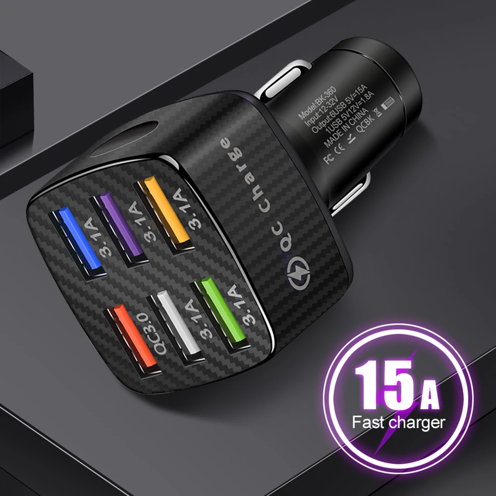 5V/3A Car Charger 6 USB Ports Car Charger Adapter 12V/24V Fast Charging for iPhone Xiaomi Huawei Samsung Mobile Phones
5V/3A Car Charger 6 USB Ports Car Charger Adapter 12V/24V Fast Charging for iPhone Xiaomi Huawei Samsung Mobile Phones