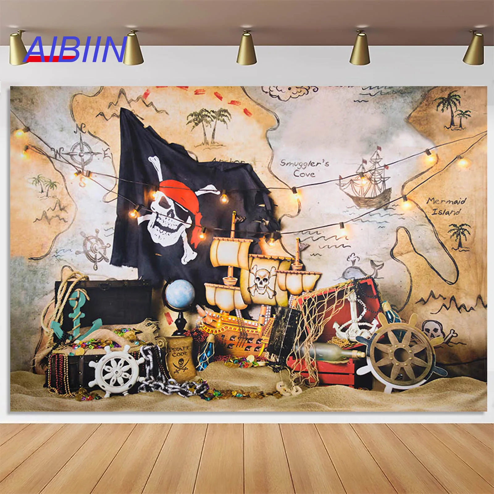 

AIBIIN Pirate Backdrop Old Treasure World Birthday Party Baby Portrait Photography Background Photocall Photo Studio Party Decor