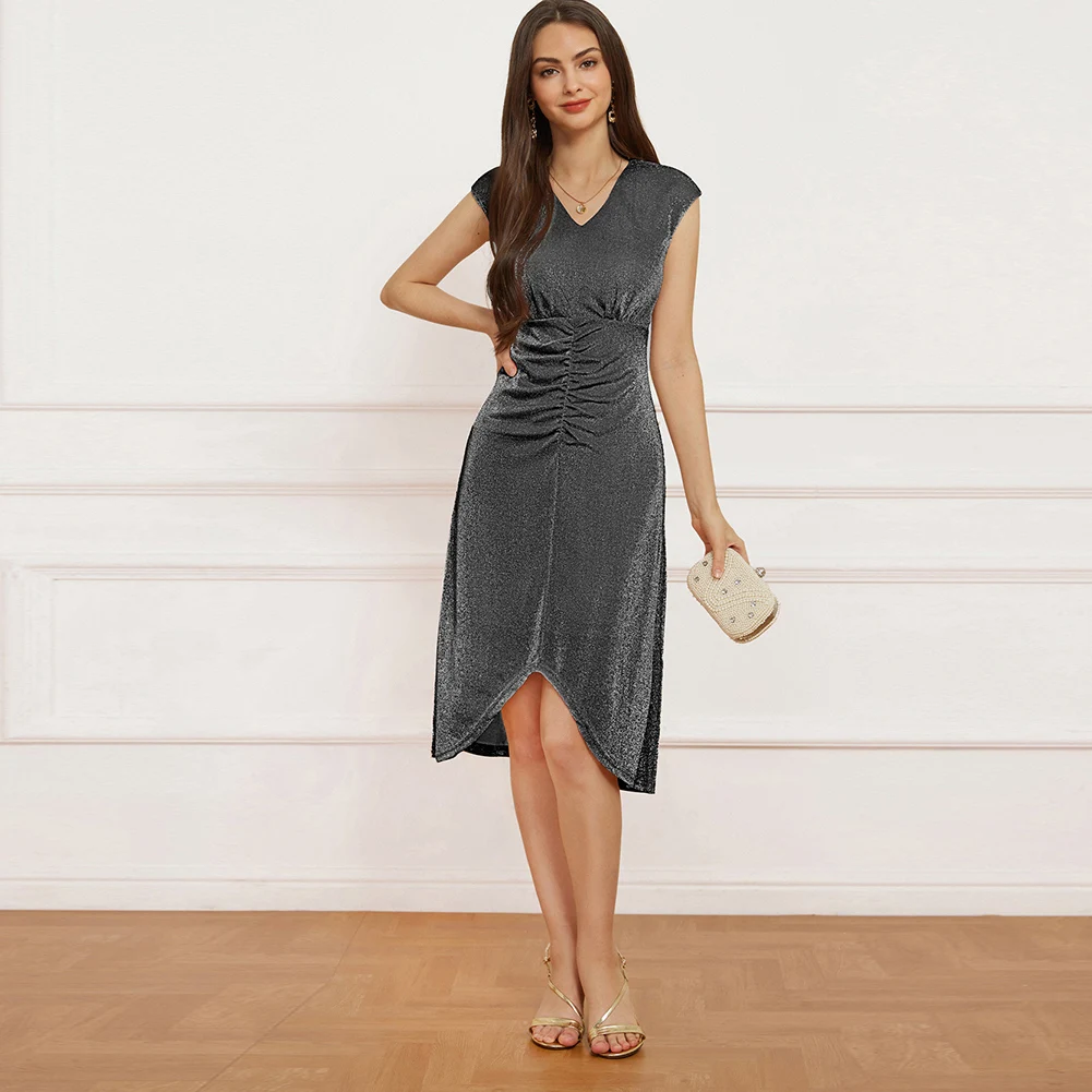 GK Dress Women's Solid Color Ruffled Party Dress Cap Sleeves V Neck Irregular Hem A Line Dress Summer Retro Elegant Dress
GK Dress Women's Solid Color Ruffled Party Dress Cap Sleeves V Neck Irregular Hem A Line Dress Summer Retro Elegant Dress
