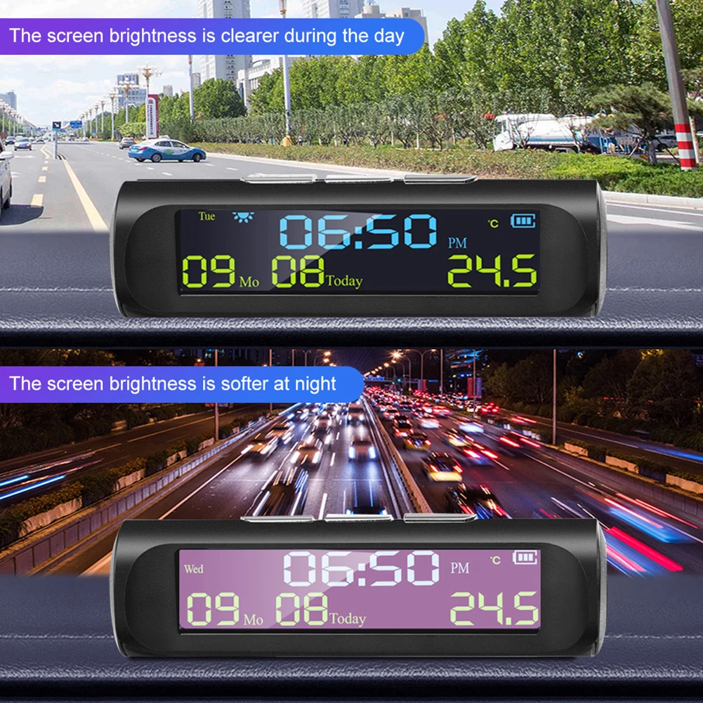 Digital Clock AN01 Black With Date Temperature Display Car Digital Clock LCD Display Solar TPMS Look 1pc Automatic Accessories
Digital Clock AN01 Black With Date Temperature Display Car Digital Clock LCD Display Solar TPMS Look 1pc Automatic Accessories