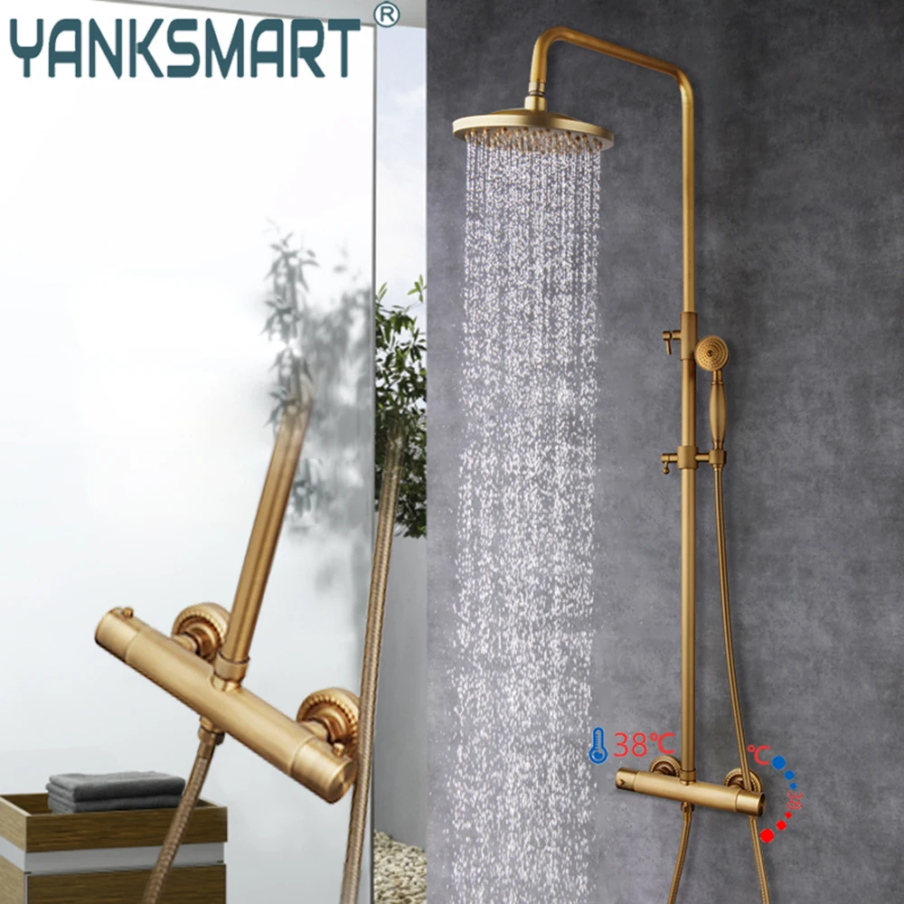 YANKSMART Thermostatic Shower Set Faucet Temperature Bathroom System Mixer Tap Rainfall Head Wall-Mounted Handheld Sprayer
YANKSMART Thermostatic Shower Set Faucet Temperature Bathroom System Mixer Tap Rainfall Head Wall-Mounted Handheld Sprayer