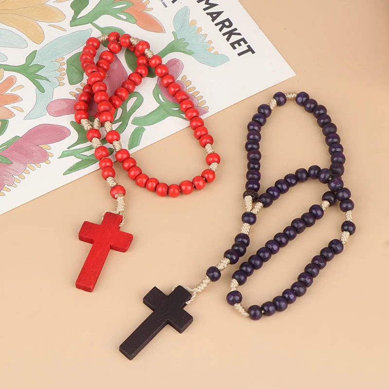 

28CM length Cross Rosary Bracelet Prayer Beaded Christian Catholic Religion Jesus Necklace Pendant For Men Women Jewelry