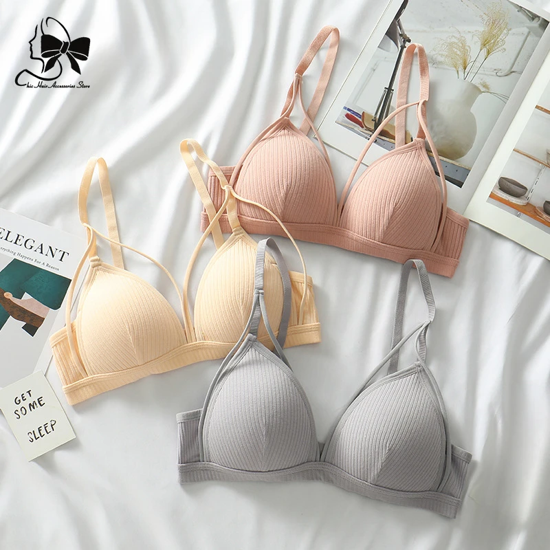 

New French Triangle Cup Bra Underwear Thread Top Female Intimates Bralette Sexy Women Bra Wire Free Brassiere Push Up Lingerie