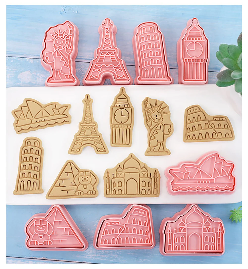 8Pcs/set Tourist landmark Cookie Cutters Plastic Pressable Biscuit Mold Fondant Cookie Stamp Kitchen Pastry Baking Tools
8Pcs/set Tourist landmark Cookie Cutters Plastic Pressable Biscuit Mold Fondant Cookie Stamp Kitchen Pastry Baking Tools