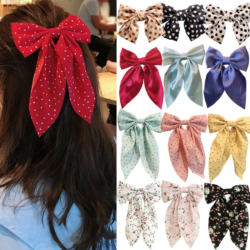 25 Style Big Bow Hair Clips For Women Fashion Long Ribbon Dots Print Chiffon Hairpins Girls Hair Accessories Barrettes Hairbands
25 Style Big Bow Hair Clips For Women Fashion Long Ribbon Dots Print Chiffon Hairpins Girls Hair Accessories Barrettes Hairbands