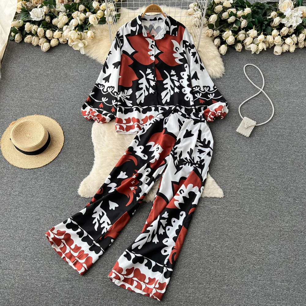 Printed temperament celebrity female loose casual long sleeved shirt High Waist Wide Leg Pants two piece suit fashion
Printed temperament celebrity female loose casual long sleeved shirt High Waist Wide Leg Pants two piece suit fashion