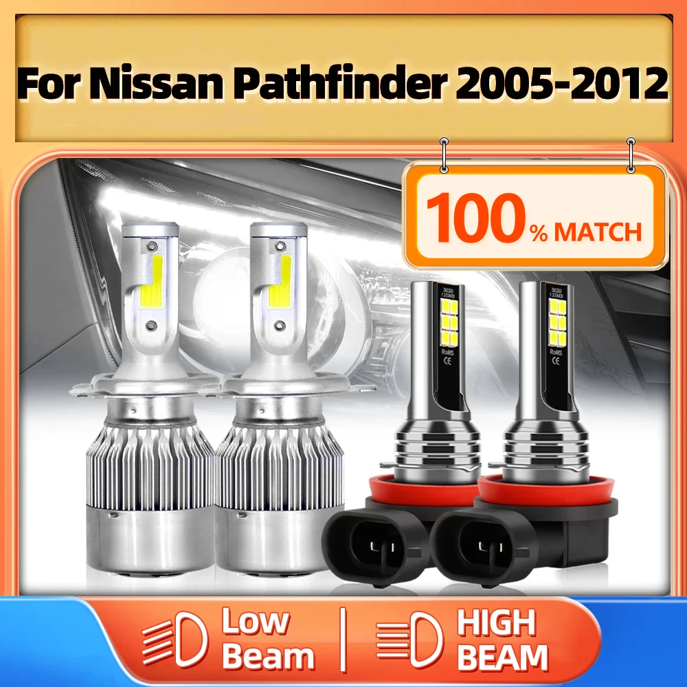 

9007 автомобильная лампа дневного света 12 в 6000K Canbus светодиодная фара H11 Turbo противотуманная фара для Nissan Pathfinder 2005-2007 2008 2009 2010 2011