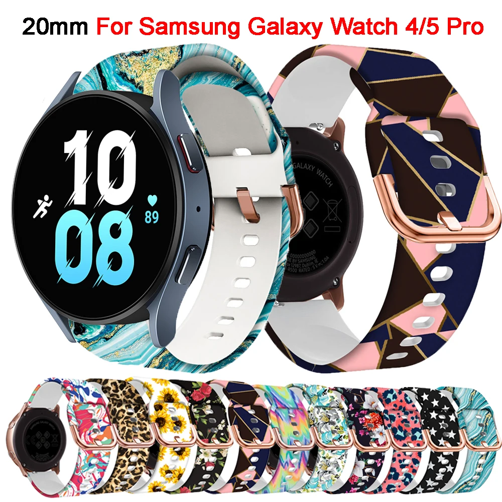 

20mm Silicone Band For Samsung Galaxy Watch 4 5 40mm 44mm Strap Watch5 Pro 45mm/Watch4 Classic 42mm 46mm Replacement Bracelet