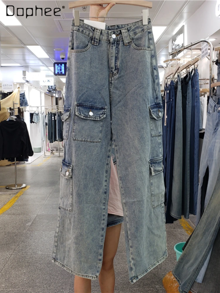 American Retro Streetwear Workwear Jeans Woman 2023 Autumn New Cool Pocket High Waist Washed Wide Leg Blue Denim Pants Female
American Retro Streetwear Workwear Jeans Woman 2023 Autumn New Cool Pocket High Waist Washed Wide Leg Blue Denim Pants Female