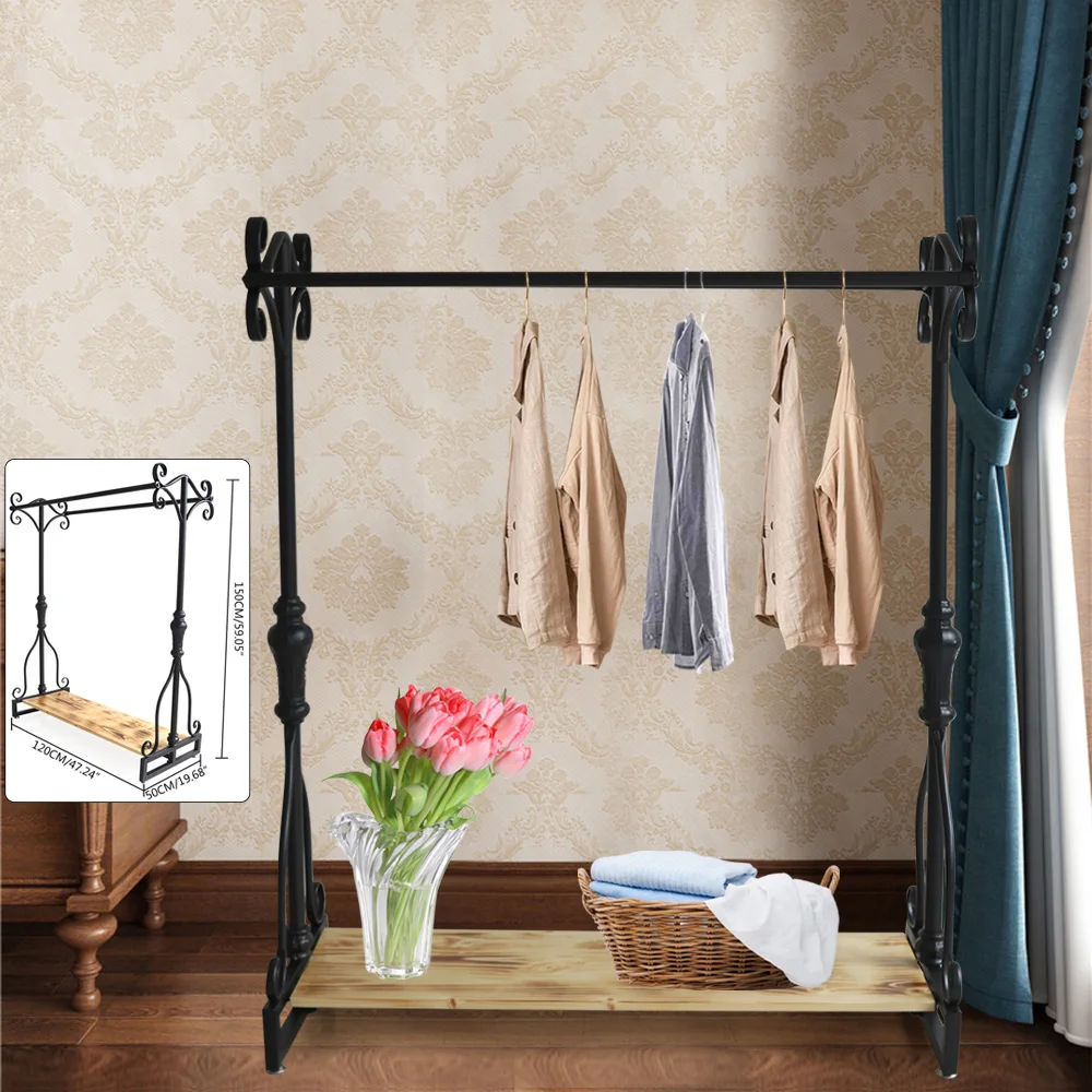 

Adjustable Commercial Heavy Duty Rail Garment Rack Clothes Coat Hanger Stand Free Standing Retail Garment Rack Display Rack