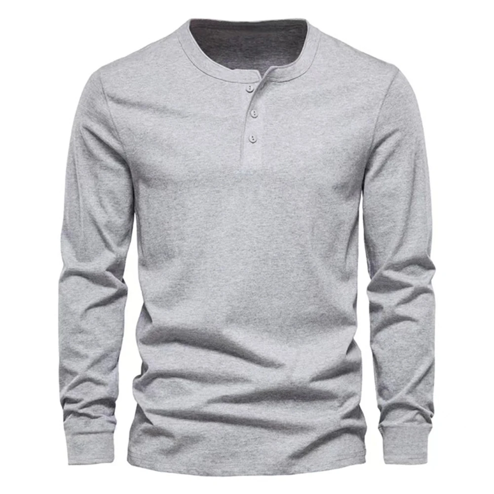 Fashion Autumn Spring Henry Collar T-shirts Pullover Basic O Neck Long Sleeve Solid Color Baggy Tees Top Shirt Clothing For Men
Fashion Autumn Spring Henry Collar T-shirts Pullover Basic O Neck Long Sleeve Solid Color Baggy Tees Top Shirt Clothing For Men