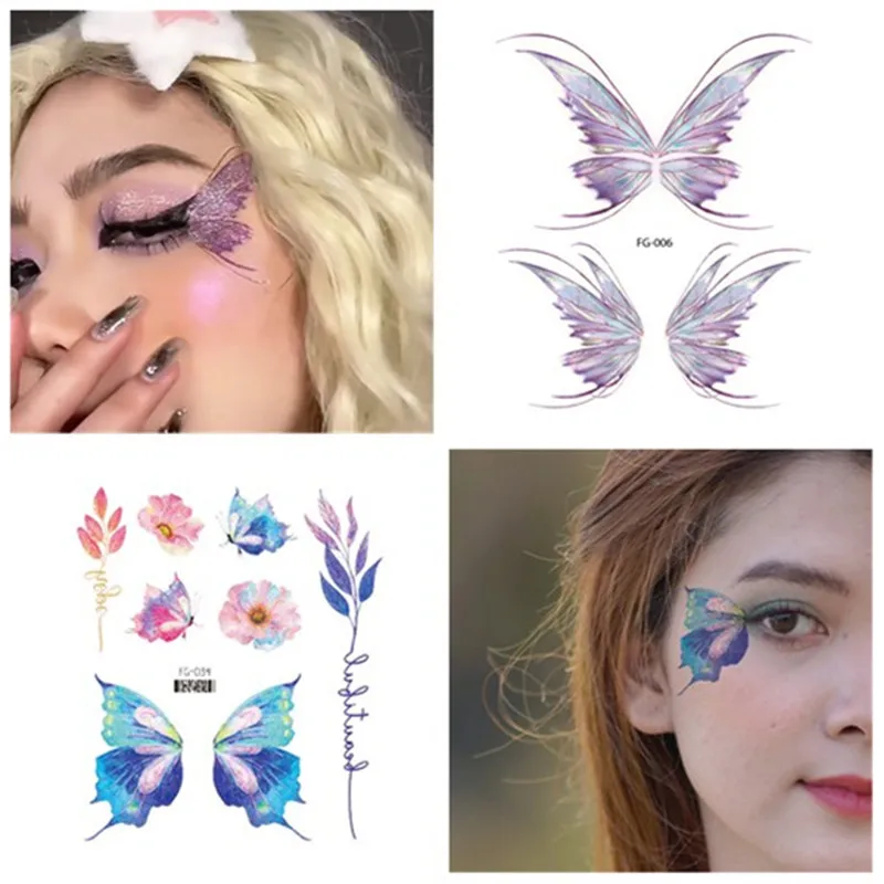 Fairy Butterfly Wings Tattoo Sticker Temporary Waterproof Glitter Eyes Face Arm Body Art Fake Tattoos Women Festival Accessories
Fairy Butterfly Wings Tattoo Sticker Temporary Waterproof Glitter Eyes Face Arm Body Art Fake Tattoos Women Festival Accessories
