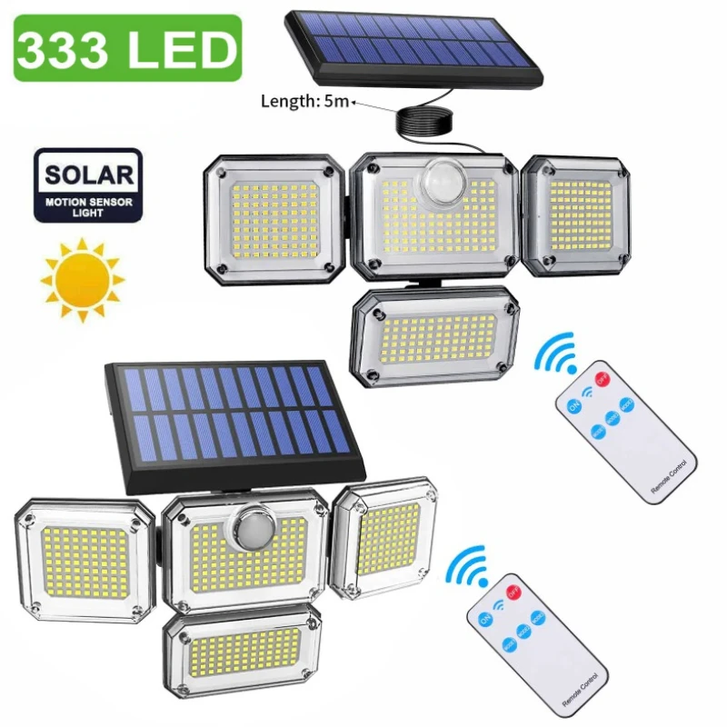 333 LED Integrated/Split Solar Powered Light Outdoor Motion Sensor Wall Lamp 3 Modes Remote Control for Patio Garage Backyard
333 LED Integrated/Split Solar Powered Light Outdoor Motion Sensor Wall Lamp 3 Modes Remote Control for Patio Garage Backyard