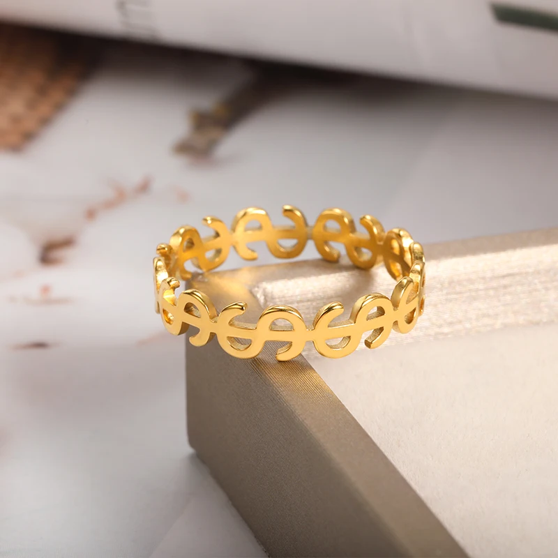 Stainless Steel Gold Rings For Women Fashion Heart Geometric Ring Wedding Party Jewelry Couple Finger Accessories Size 7 8 9 10 Stainless Steel Gold Rings For Women Fashion Heart Geometric Ring Wedding Party Jewelry Couple Finger Accessories Size 7 8 9 10