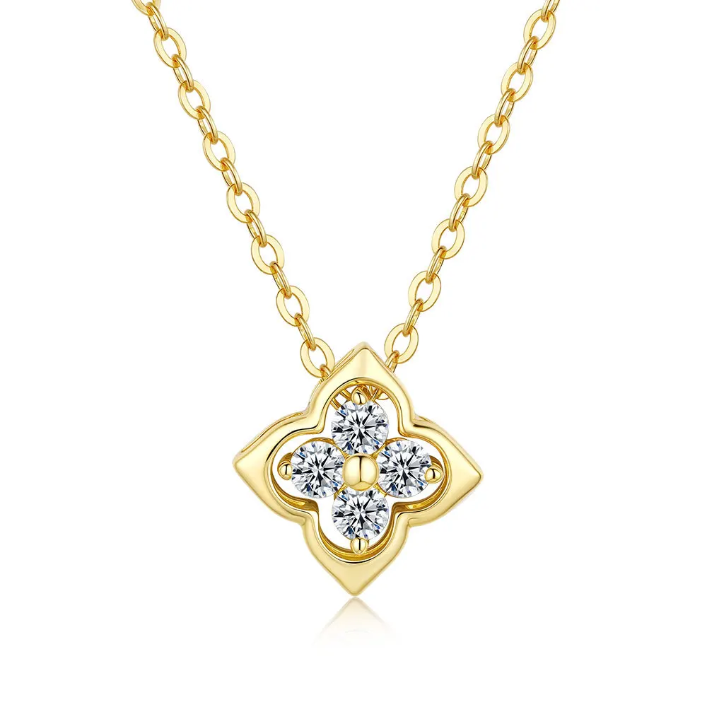 D color 0.4CT Moissanite sterling silver S925 necklace, 14K gold plated four-leaf clover pendant 8 Mallzona S2d8ce33c3bd847289467b0d66f13d3853 D color 0.4CT Moissanite sterling silver S925 necklace, 14K gold plated four-leaf clover pendant Mallzona