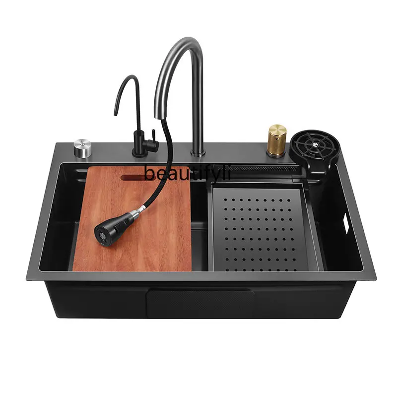 yj Kitchen Sink Flying Rain Single Stainless Steel Sink Pull-out Sink Set under Counter Washing Basin
yj Kitchen Sink Flying Rain Single Stainless Steel Sink Pull-out Sink Set under Counter Washing Basin