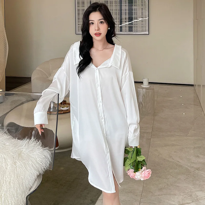 Backless Sexy Ice Silk Nightgown for Women Loose Nightdress Summer Solid Sleepwear Full Sleeve Sleepshirts Spring Autumn Pijamas
Backless Sexy Ice Silk Nightgown for Women Loose Nightdress Summer Solid Sleepwear Full Sleeve Sleepshirts Spring Autumn Pijamas