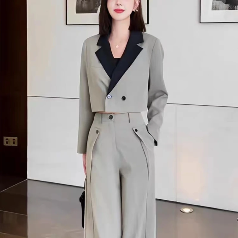 Woman's Winter Retro Casual Contrast Blazer Wide-leg Pants Suit Commuter Solid Color Double-breasted Suit Pants Two-piece Sets
Woman's Winter Retro Casual Contrast Blazer Wide-leg Pants Suit Commuter Solid Color Double-breasted Suit Pants Two-piece Sets