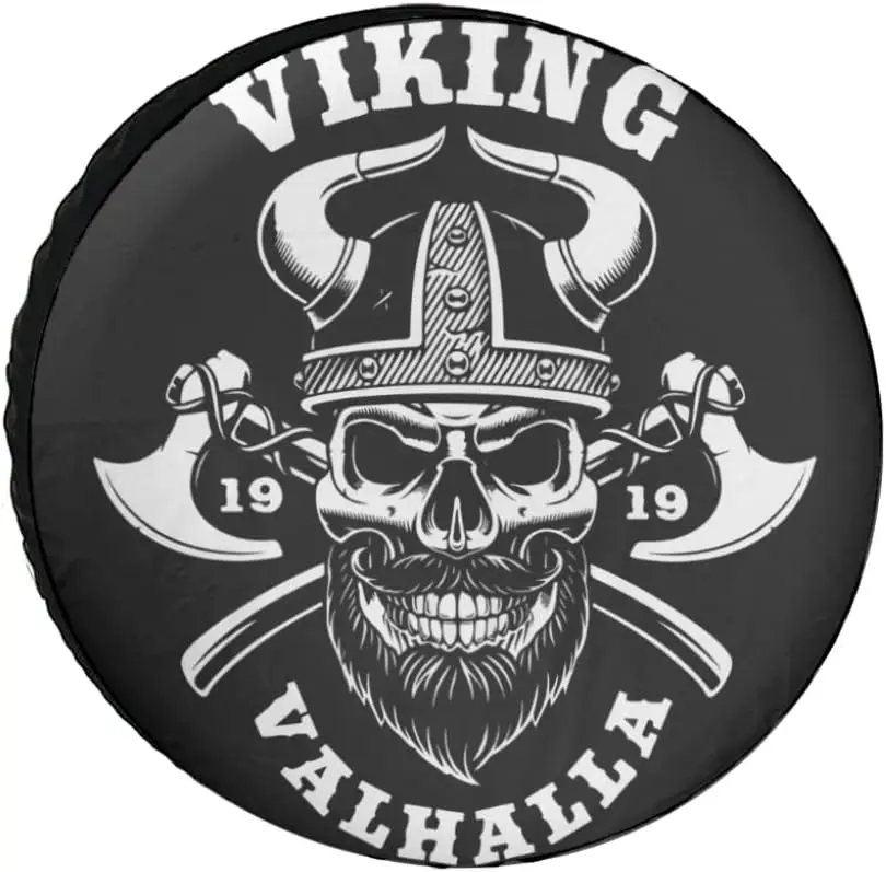 

Viking Valhalla Skull Tire Cover Universal Weatherproof Dustproof Tire Cover for Trailers Motorhomes SUV Travel Camper