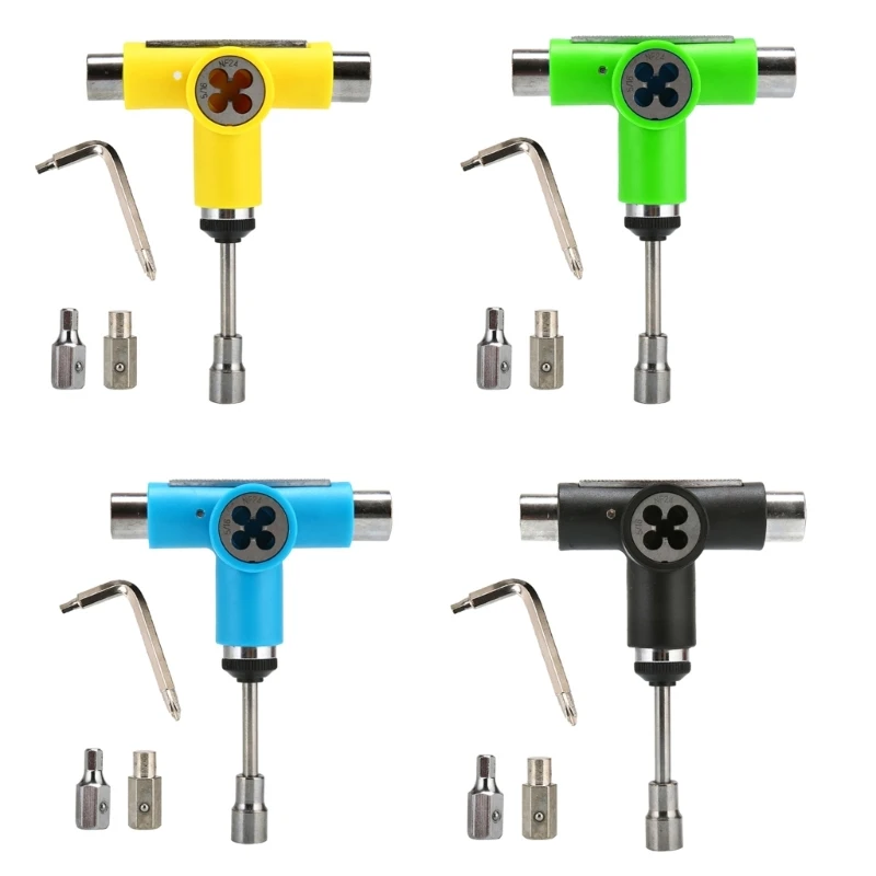 

All in One T Type Allen Key Skate Repair Wrench Repair Tool for Skateboard with L-Type Head Wrench Screwdriver Portable