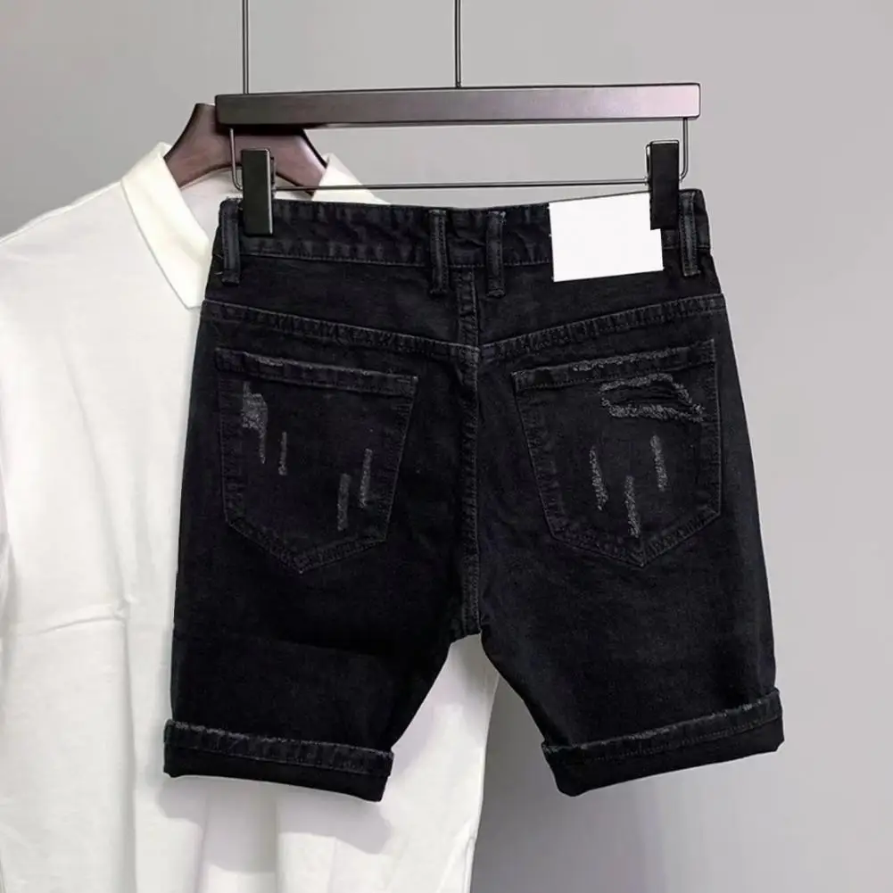 

Шорты мужские джинсовые до колен, рваные Брюки с карманами в стиле пэчворк, уличная мода на лето, повседневные